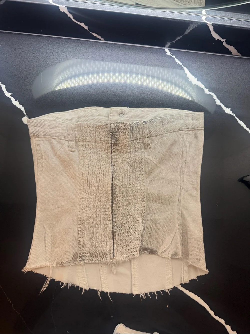 Zara Beige Strapless Denim Corset Skirt